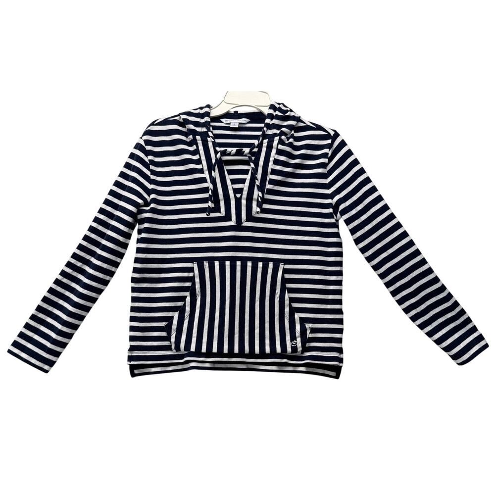 SOUTHERN TIDE Paiton Hoodie Cotton Women's Size S Navy Blue White Stripes